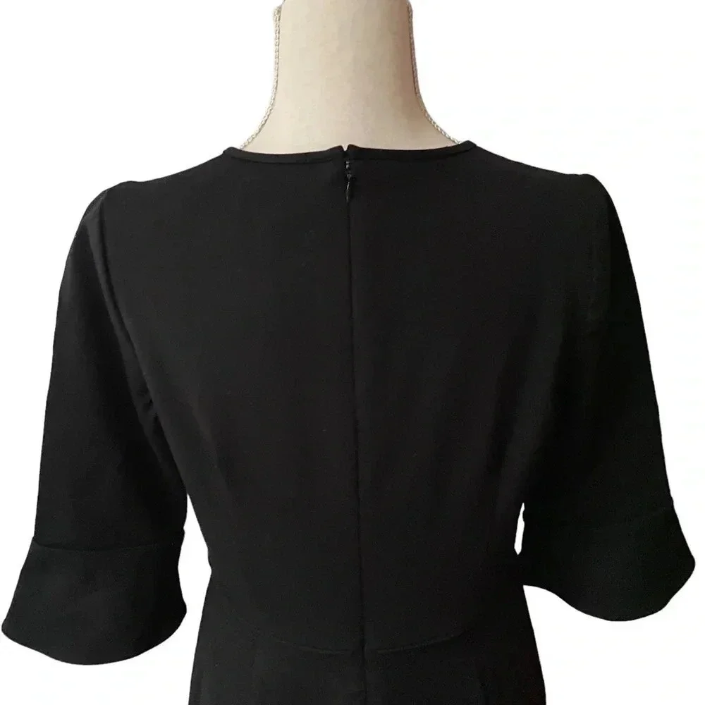 J.Crew Black Label Ponte Bell Sleeve Sheath Dress Black Size 6